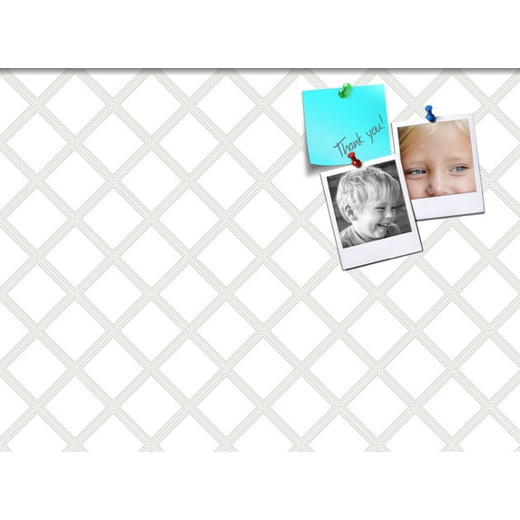 PinPix 23x17 Custom Cork Bulletin Board Diamond Modern Pattern Grey White Poster Board Has a Fabric Style Canvas Finish, Framed in Diamond Modern Pattern Grey White, by ArtToFrames (PinPix-1803)
