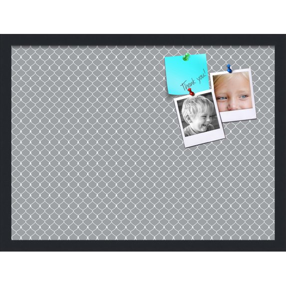 PinPix 23x17 Custom Cork Bulletin Board Grey Chain Poster Board Has a Fabric Style Canvas Finish, Framed in Grey Chain, by ArtToFrames (PinPix-570)