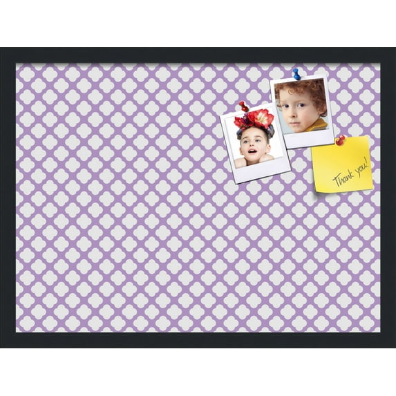 PinPix 23x17 Custom Cork Bulletin Board Light Purple Clover Poster Board Has a Fabric Style Canvas Finish, Framed in Light Purple Clover, by ArtToFrames (PinPix-539)