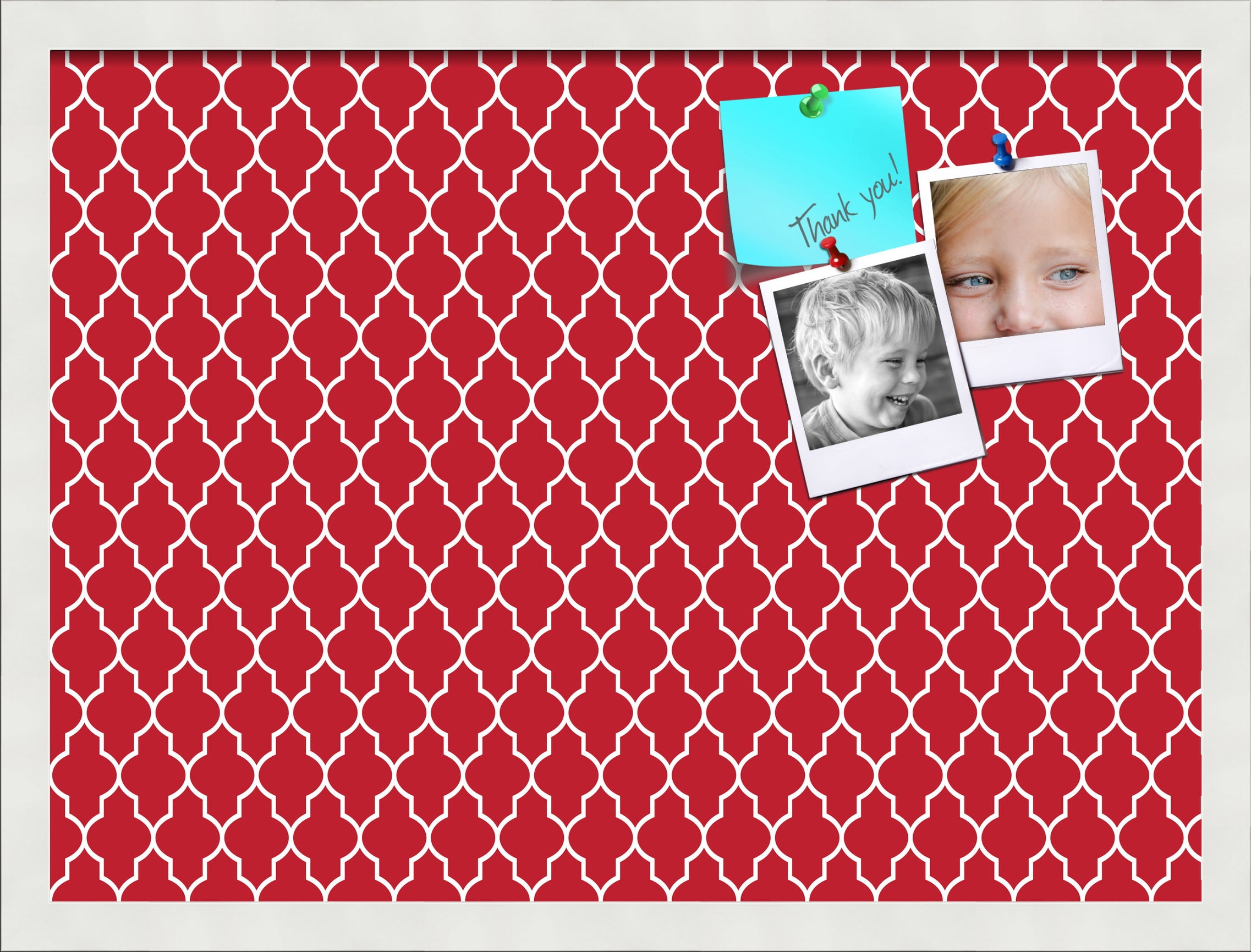 PinPix 23x17 Custom Cork Bulletin Board Quarterfoil Red Poster Board Has a Fabric Style Canvas Finish, Framed in Quarterfoil Red, by ArtToFrames (PinPix-484)