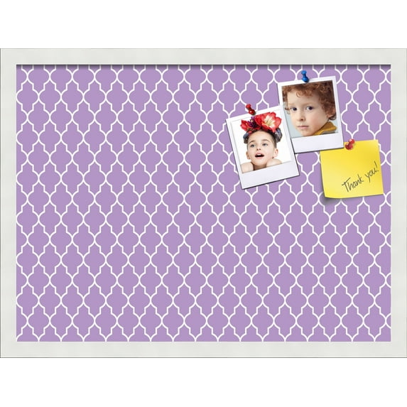 PinPix 23x17 Custom Cork Bulletin Board Quatrefoil Lt Pur Poster Board Has a Fabric Style Canvas Finish, Framed in Quatrefoil Lt Pur, by ArtToFrames (PinPix-489)