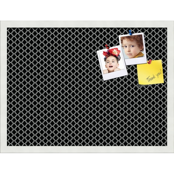 PinPix 23x17 Custom Cork Bulletin Board White - Black Clover Poster Board Has a Fabric Style Canvas Finish, Framed in White - Black Clover, by ArtToFrames (PinPix-135)