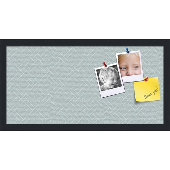 PinPix 24x12 Custom Cork Bulletin Board Lattice Lt Blue Poster Board Has a Fabric Style Canvas Finish, Framed in Lattice Lt Blue, by ArtToFrames (PinPix-1826)