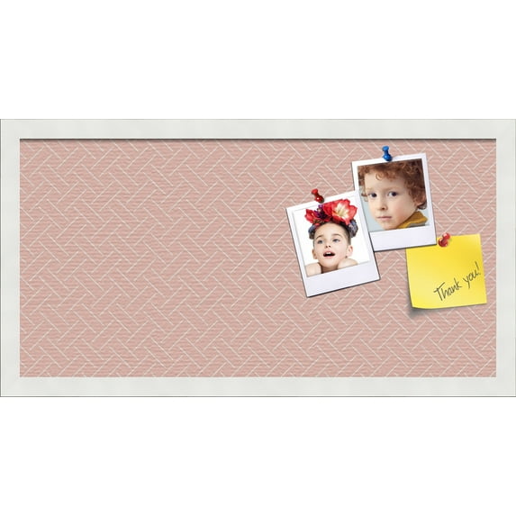 PinPix 24x12 Custom Cork Bulletin Board Lattice Salmon Poster Board Has a Fabric Style Canvas Finish, Framed in Lattice Salmon, by ArtToFrames (PinPix-1824)