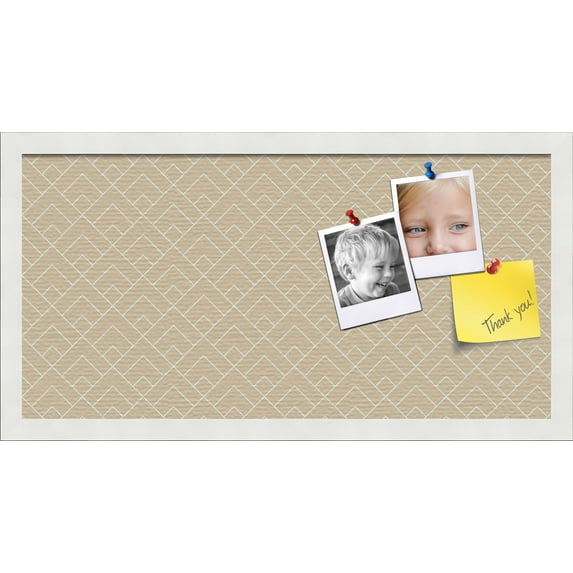 PinPix 24x12 Custom Cork Bulletin Board Peaks Modern Pattern Beige Poster Board Has a Fabric Style Canvas Finish, Framed in Peaks Modern Pattern Beige, by ArtToFrames (PinPix-1792)