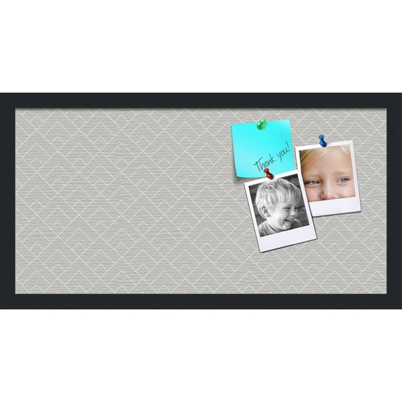 PinPix 24x12 Custom Cork Bulletin Board Peaks Modern Pattern Grey Poster Board Has a Fabric Style Canvas Finish, Framed in Peaks Modern Pattern Grey, by ArtToFrames (PinPix-1794)