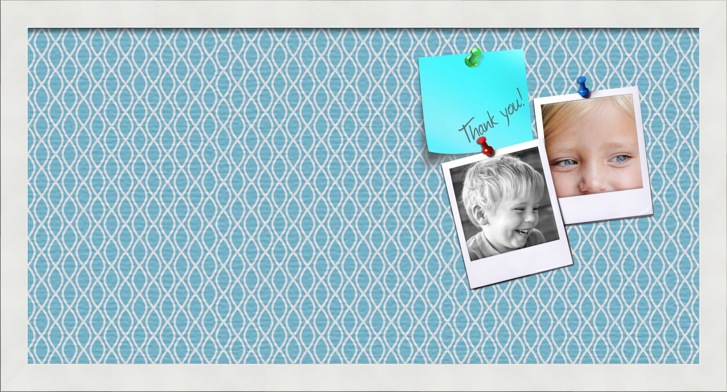 PinPix 24x12 Custom Cork Bulletin Board Sky Blue Waves Poster Board Has a Fabric Style Canvas Finish, Framed in Sky Blue Waves, by ArtToFrames (PinPix-245)