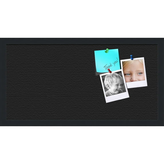 PinPix 24x12 Custom Cork Bulletin Board Solid Black Poster Board Has a Fabric Style Canvas Finish, Framed in Solid Black, by ArtToFrames (PinPix-622)
