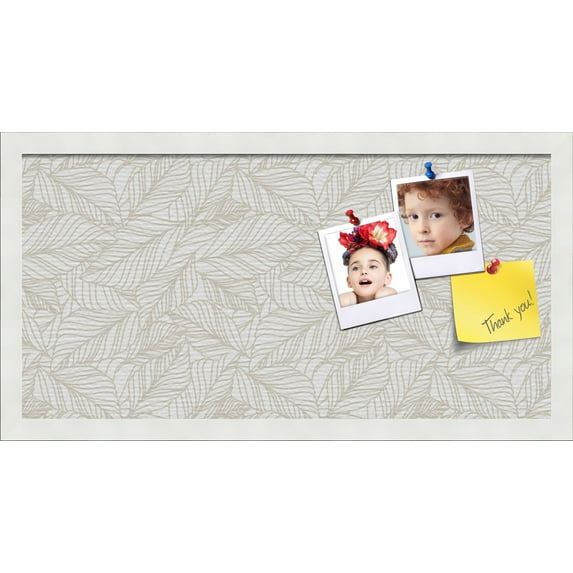 PinPix 24x12 Custom Cork Bulletin Board White Sand Poster Board Has a Fabric Style Canvas Finish, Framed in White Sand, by ArtToFrames (PinPix-1880)