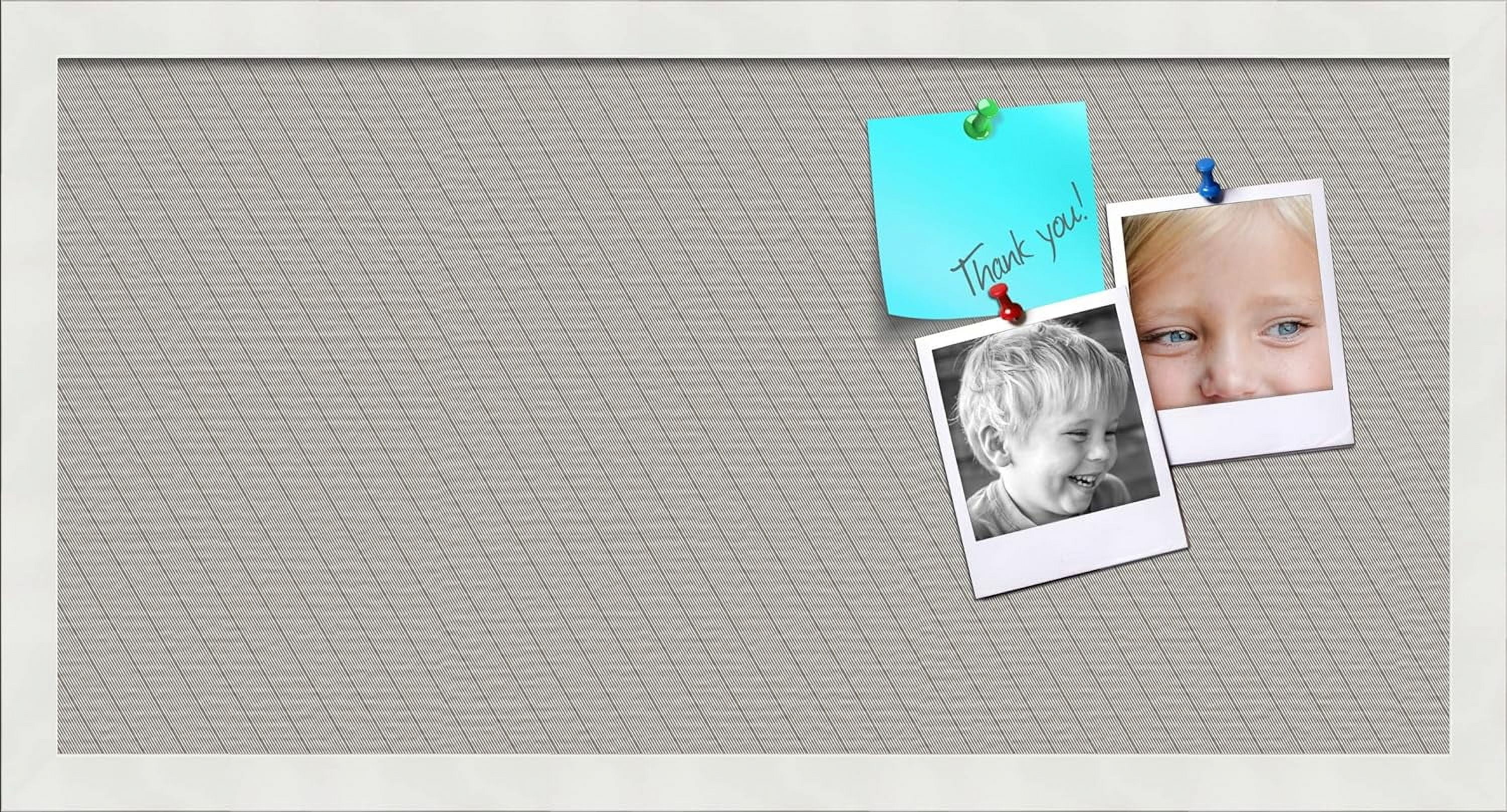 PinPix 24x12 inch Cork Bulletin Board. This Decorative Framed Pin Board Comes with Lux Stripes Pewter Design and Satin White Frame. Ideal for Home, Office Decor or School (PinPix-1671)