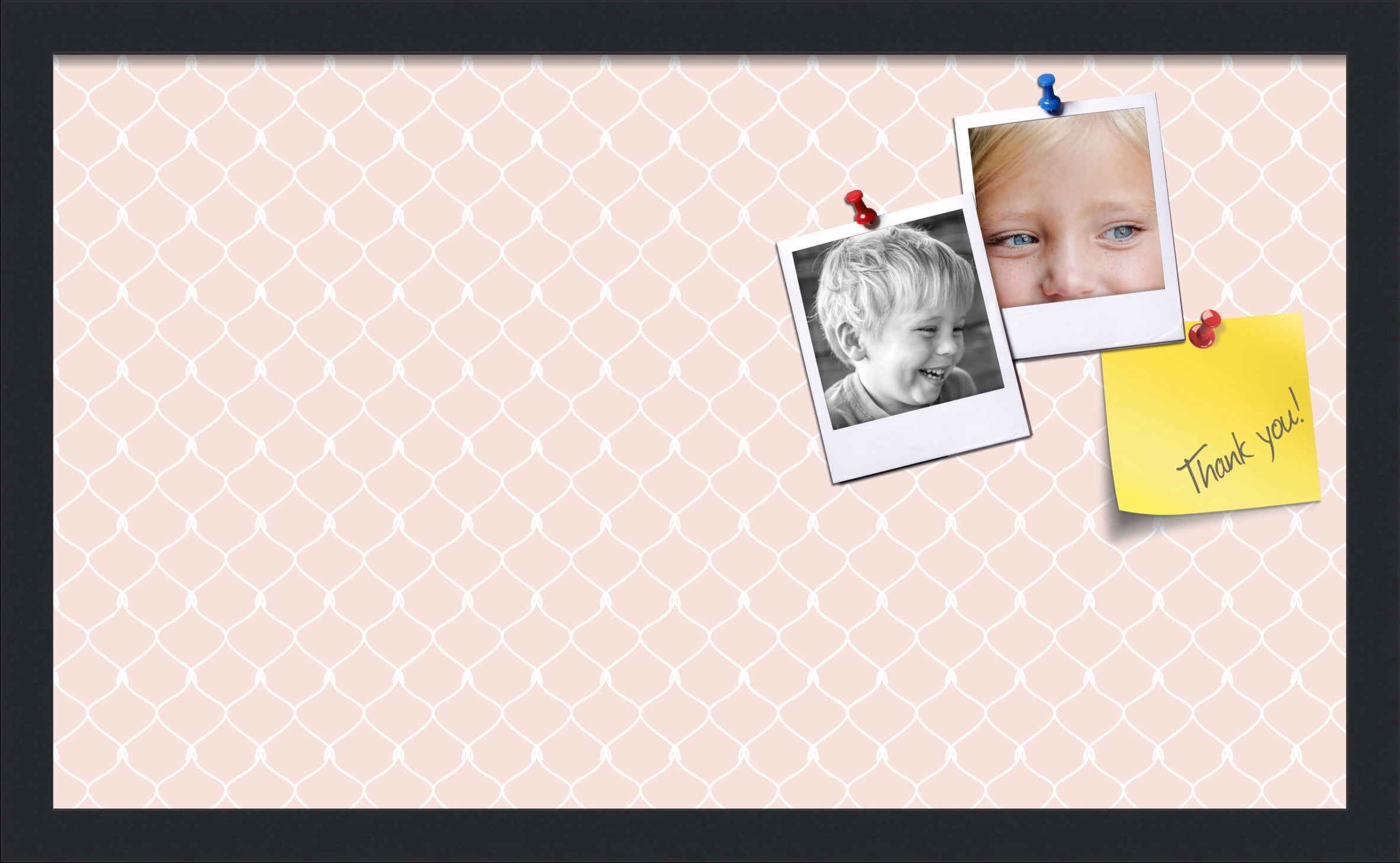 PinPix 24x14 Custom Cork Bulletin Board Baby Pink Chain Poster Board Has a Fabric Style Canvas Finish, Framed in Baby Pink Chain, by ArtToFrames (PinPix-575)