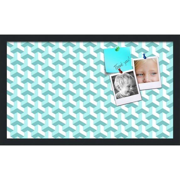 PinPix 24x14 Custom Cork Bulletin Board Baus Aqua White Poster Board Has a Fabric Style Canvas Finish, Framed in Baus Aqua White, by ArtToFrames (PinPix-1626)