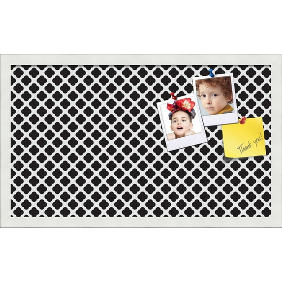 PinPix 24x14 Custom Cork Bulletin Board Black - White Clover Poster Board Has a Fabric Style Canvas Finish, Framed in Black - White Clover, by ArtToFrames (PinPix-121)