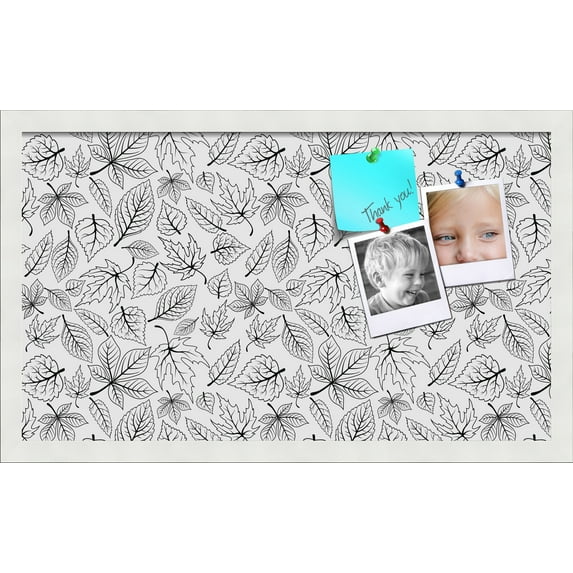 PinPix 24x14 Custom Cork Bulletin Board Floral design black Fallen Leaves Poster Board Has a Fabric Style Canvas Finish, Framed in Floral design black Fallen Leaves, by ArtToFrames (PinPix-179)