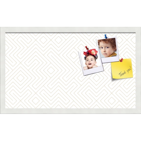 PinPix 24x14 Custom Cork Bulletin Board Maze White Beige Poster Board Has a Fabric Style Canvas Finish, Framed in Maze White Beige, by ArtToFrames (PinPix-1835)