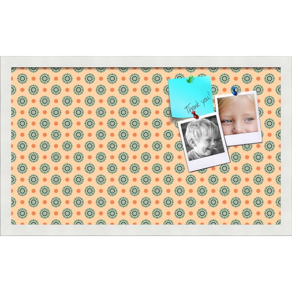 PinPix 24x14 Custom Cork Bulletin Board Orange - Blue Dots Poster Board Has a Fabric Style Canvas Finish, Framed in Orange - Blue Dots, by ArtToFrames (PinPix-411)