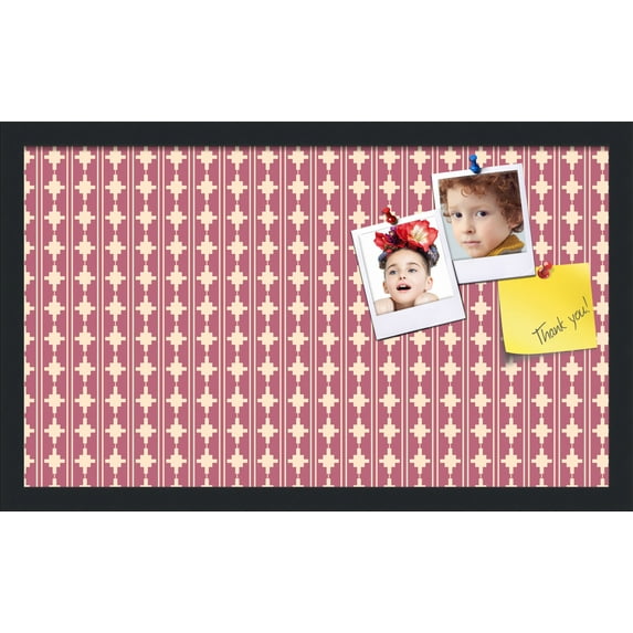 PinPix 24x14 Custom Cork Bulletin Board Poster Board Has a Fabric Style Canvas Finish, Framed in Retro Patterns, by ArtToFrames (PinPix-237)