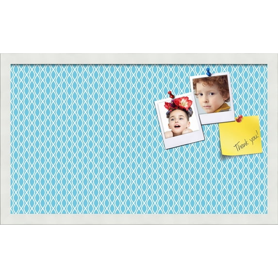 PinPix 24x14 Custom Cork Bulletin Board Sky Blue Waves Poster Board Has a Fabric Style Canvas Finish, Framed in Sky Blue Waves, by ArtToFrames (PinPix-245)