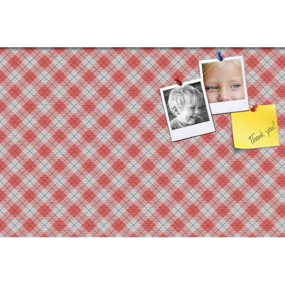 PinPix 24x16 Custom Cork Bulletin Board Argyle Red Poster Board Has a Fabric Style Canvas Finish, Framed in Argyle Red, by ArtToFrames (PinPix-646)