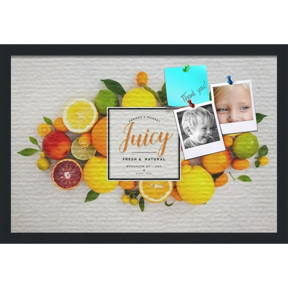 PinPix 24x16 Custom Cork Bulletin Board Fruit Poster Board Has a Fabric Style Canvas Finish, Framed in Fruit, by ArtToFrames (PinPix-1362)