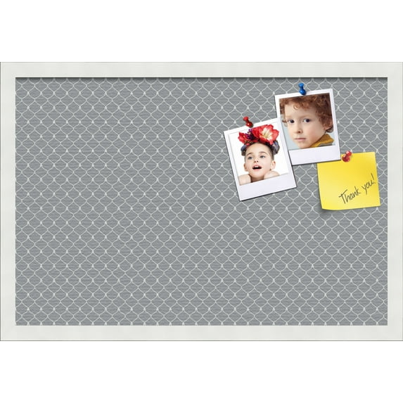 PinPix 24x16 Custom Cork Bulletin Board Grey Chain Poster Board Has a Fabric Style Canvas Finish, Framed in Grey Chain, by ArtToFrames (PinPix-570)
