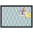 thumbnail image 1 of PinPix 24x16 Custom Cork Bulletin Board Ikat Aqua Poster Board Has a Fabric Style Canvas Finish, Framed in Black, by ArtToFrames (PinPix-1630), 1 of 1