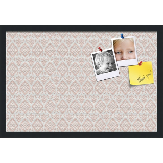 PinPix 24x16 Custom Cork Bulletin Board Ikat Vintage Grapefruit Poster Board Has a Fabric Style Canvas Finish, Framed in Ikat Vintage Grapefruit, by ArtToFrames (PinPix-1600)