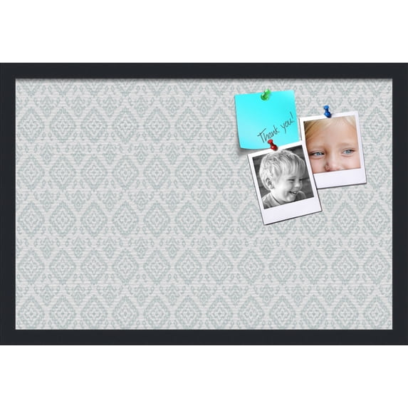 PinPix 24x16 Custom Cork Bulletin Board Ikat Vintage Lt Green Poster Board Has a Fabric Style Canvas Finish, Framed in Ikat Vintage Lt Green, by ArtToFrames (PinPix-1597)