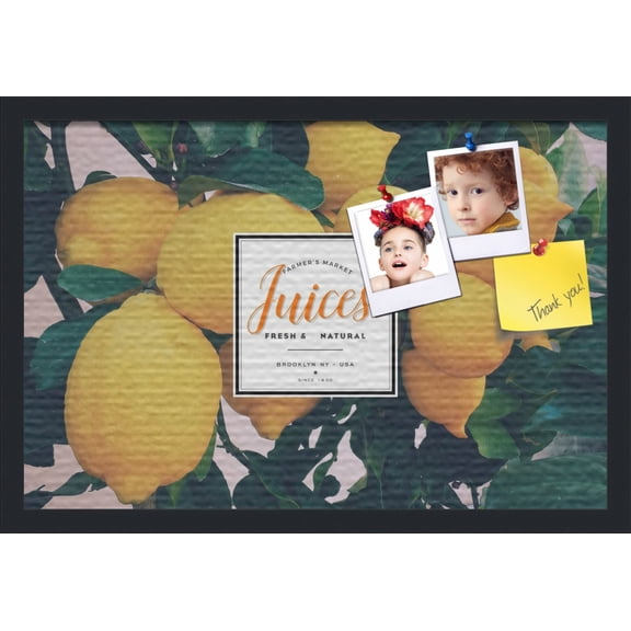 PinPix 24x16 Custom Cork Bulletin Board Lemon Tree Poster Board Has a Fabric Style Canvas Finish, Framed in Lemon Tree, by ArtToFrames (PinPix-1367)