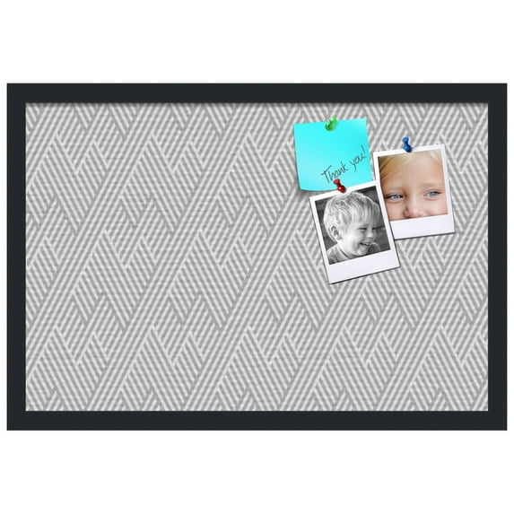 PinPix 24x16 Custom Cork Bulletin Board Modeco Zig Zag Grey Poster Board Has a Fabric Style Canvas Finish, Framed in Modeco Zig Zag Grey, by ArtToFrames (PinPix-1508)