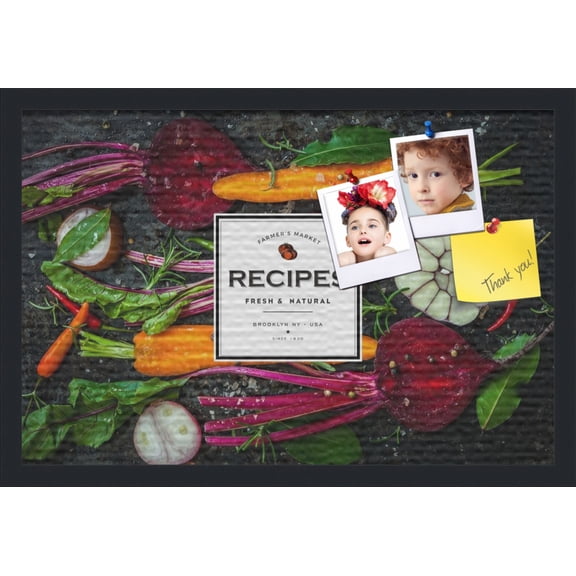 PinPix 24x16 Custom Cork Bulletin Board Root Vegetables Poster Board Has a Fabric Style Canvas Finish, Framed in Root Vegetables, by ArtToFrames (PinPix-1361)