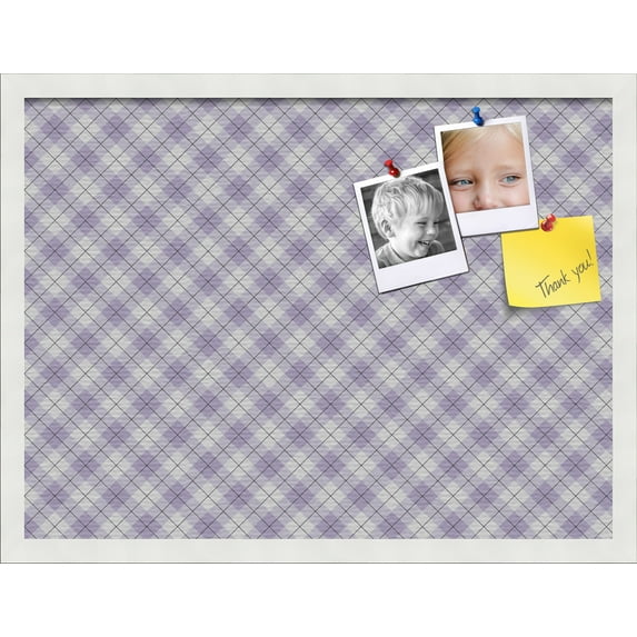 PinPix 24x18 Custom Cork Bulletin Board Argyle Lilac Poster Board Has a Fabric Style Canvas Finish, Framed in Argyle Lilac, by ArtToFrames (PinPix-639)