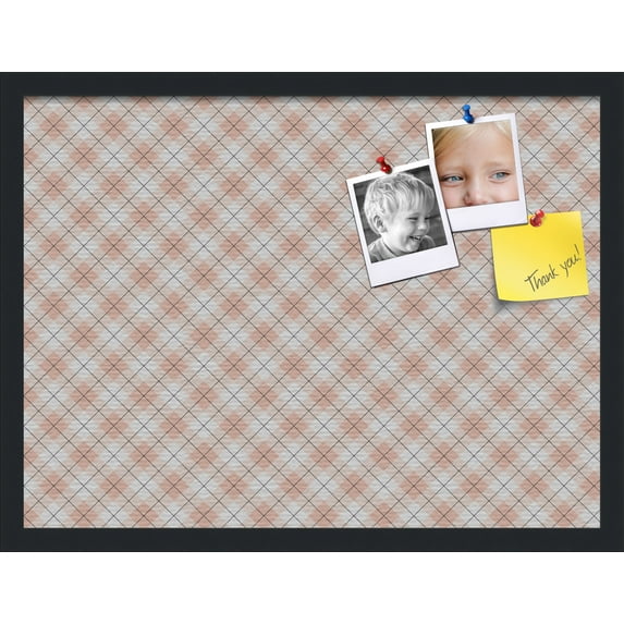 PinPix 24x18 Custom Cork Bulletin Board Argyle Tan Poster Board Has a Fabric Style Canvas Finish, Framed in Argyle Tan, by ArtToFrames (PinPix-643)