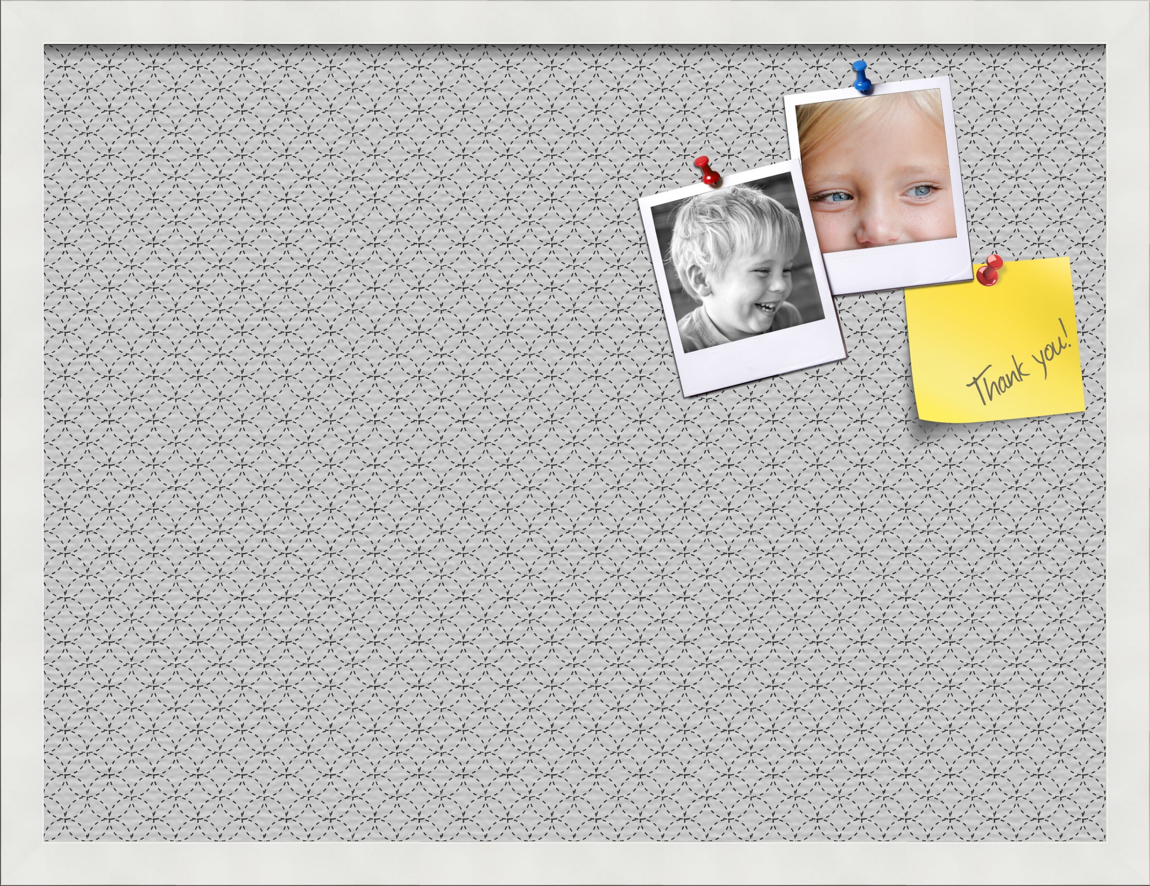 PinPix 24x18 Custom Cork Bulletin Board B W Circles Poster Board Has a Fabric Style Canvas Finish, Framed in B W Circles, by ArtToFrames (PinPix-117)