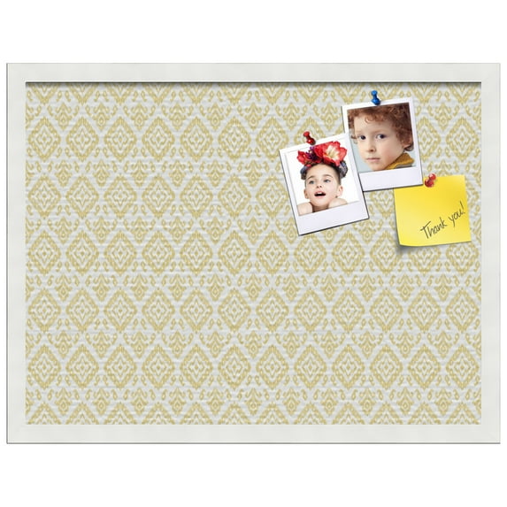 PinPix 24x18 Custom Cork Bulletin Board Ikat Vintage Gold Poster Board Has a Fabric Style Canvas Finish, Framed in Ikat Vintage Gold, by ArtToFrames (PinPix-1598)