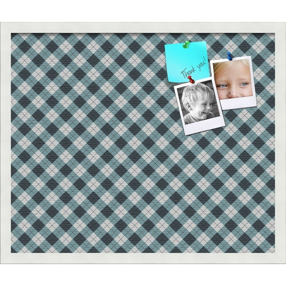 PinPix 24x20 Custom Cork Bulletin Board Argyle Mixed Blue Poster Board Has a Fabric Style Canvas Finish, Framed in Argyle Mixed Blue, by ArtToFrames (PinPix-630)