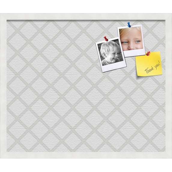 PinPix 24x20 Custom Cork Bulletin Board Diamond Modern Pattern Grey White Poster Board Has a Fabric Style Canvas Finish, Framed in Diamond Modern Pattern Grey White, by ArtToFrames (PinPix-1803)