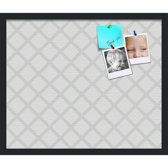 PinPix 24x20 Custom Cork Bulletin Board Diamond Modern Pattern Grey White Poster Board Has a Fabric Style Canvas Finish, Framed in Diamond Modern Pattern Grey White, by ArtToFrames (PinPix-1803)