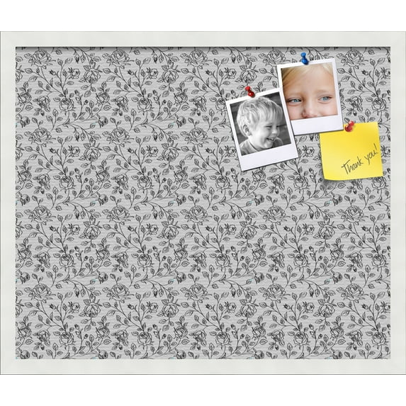 PinPix 24x20 Custom Cork Bulletin Board Floral Black Roses Poster Board Has a Fabric Style Canvas Finish, Framed in Floral Black Roses, by ArtToFrames (PinPix-165)