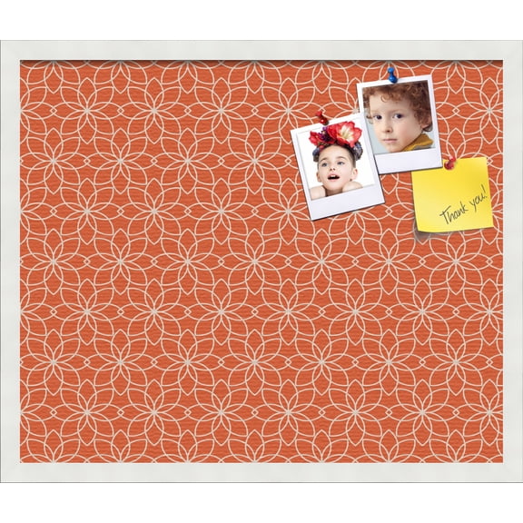 PinPix 24x20 Custom Cork Bulletin Board Floral Dark Orange Poster Board Has a Fabric Style Canvas Finish, Framed in Floral Dark Orange, by ArtToFrames (PinPix-547)