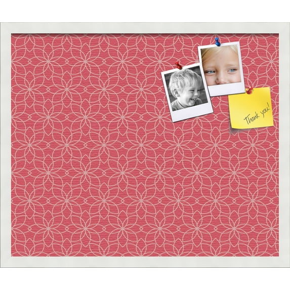 PinPix 24x20 Custom Cork Bulletin Board Floral Pink Poster Board Has a Fabric Style Canvas Finish, Framed in Floral Pink, by ArtToFrames (PinPix-549)