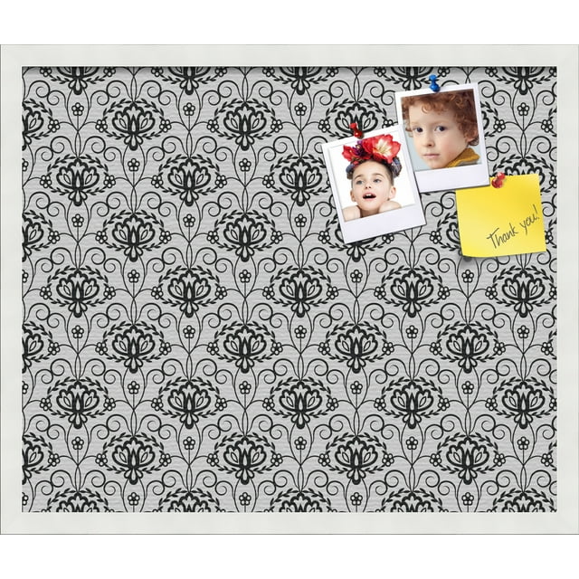 PinPix 24x20 Custom Cork Bulletin Board Grand Floral Motif Poster Board Has a Fabric Style Canvas Finish, Framed in Grand Floral Motif, by ArtToFrames (PinPix-181)