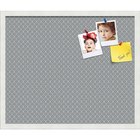 PinPix 24x20 Custom Cork Bulletin Board Grey Chain Poster Board Has a Fabric Style Canvas Finish, Framed in Grey Chain, by ArtToFrames (PinPix-570)