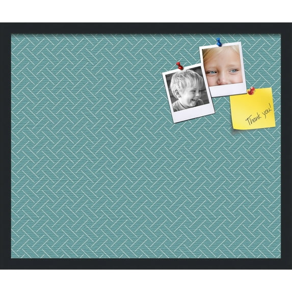 PinPix 24x20 Custom Cork Bulletin Board Lattice Aqua Poster Board Has a Fabric Style Canvas Finish, Framed in Lattice Aqua, by ArtToFrames (PinPix-1816)