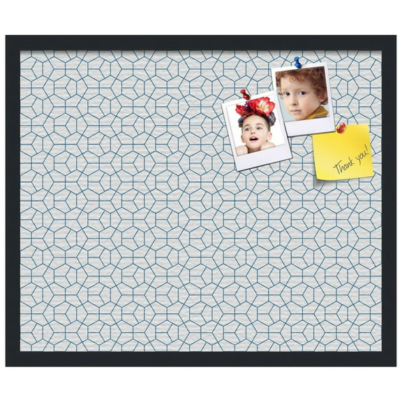 PinPix 24x20 Custom Cork Bulletin Board Modeco Hex Navy Poster Board Has a Fabric Style Canvas Finish, Framed in Black, by ArtToFrames (PinPix-1637)