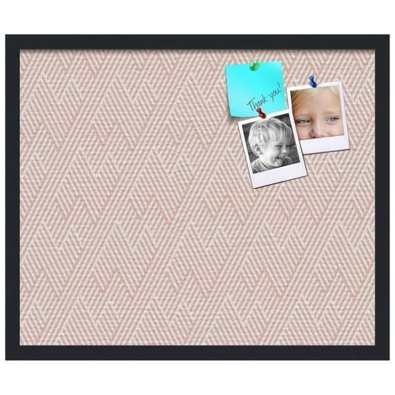 PinPix 24x20 Custom Cork Bulletin Board Modeco Zig Zag Grapefruit Poster Board Has a Fabric Style Canvas Finish, Framed in Black, by ArtToFrames (PinPix-1629)