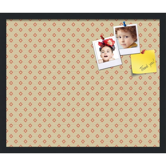 PinPix 24x20 Custom Cork Bulletin Board Red - Yellow Diamond Poster Board Has a Fabric Style Canvas Finish, Framed in Red - Yellow Diamond, by ArtToFrames (PinPix-333)