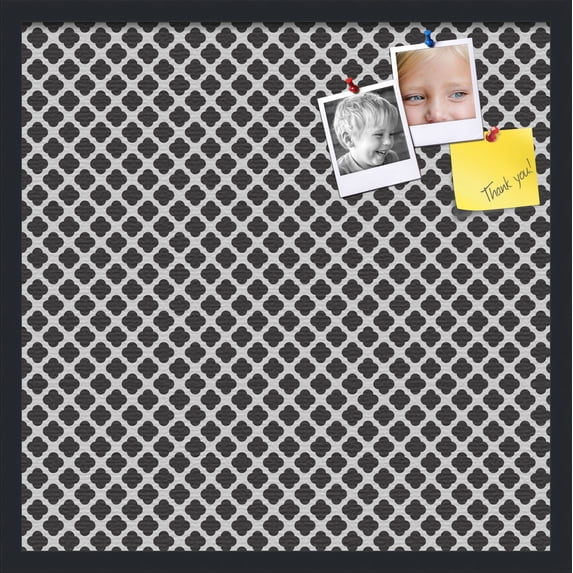 PinPix 24x24 Custom Cork Bulletin Board Black - White Clover Poster Board Has a Fabric Style Canvas Finish, Framed in Black - White Clover, by ArtToFrames (PinPix-121)