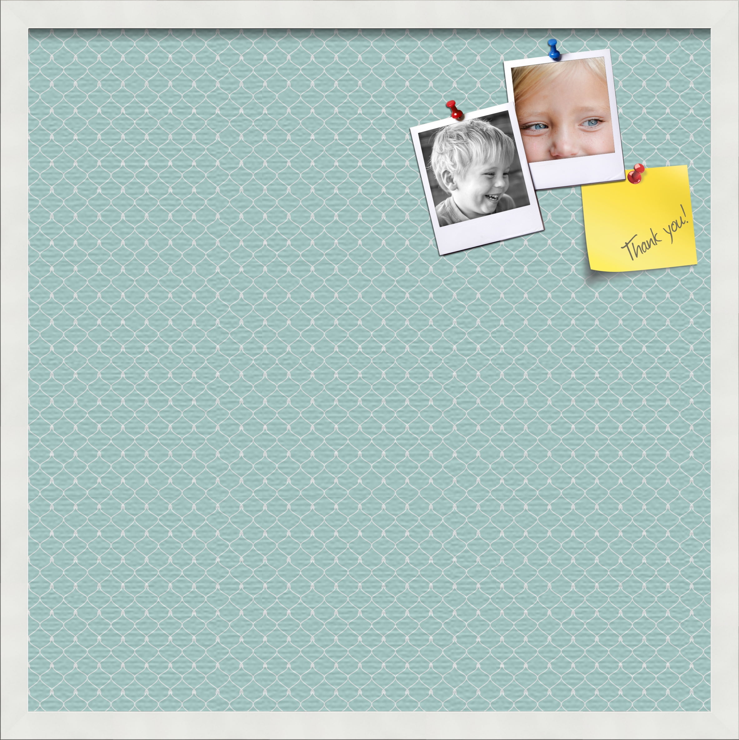 PinPix 24x24 Custom Cork Bulletin Board Blue Chain Poster Board Has a Fabric Style Canvas Finish, Framed in Blue Chain, by ArtToFrames (PinPix-571)