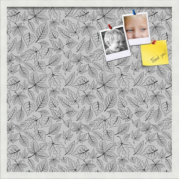 PinPix 24x24 Custom Cork Bulletin Board Floral design black Fallen Leaves Poster Board Has a Fabric Style Canvas Finish, Framed in Floral design black Fallen Leaves, by ArtToFrames (PinPix-179)